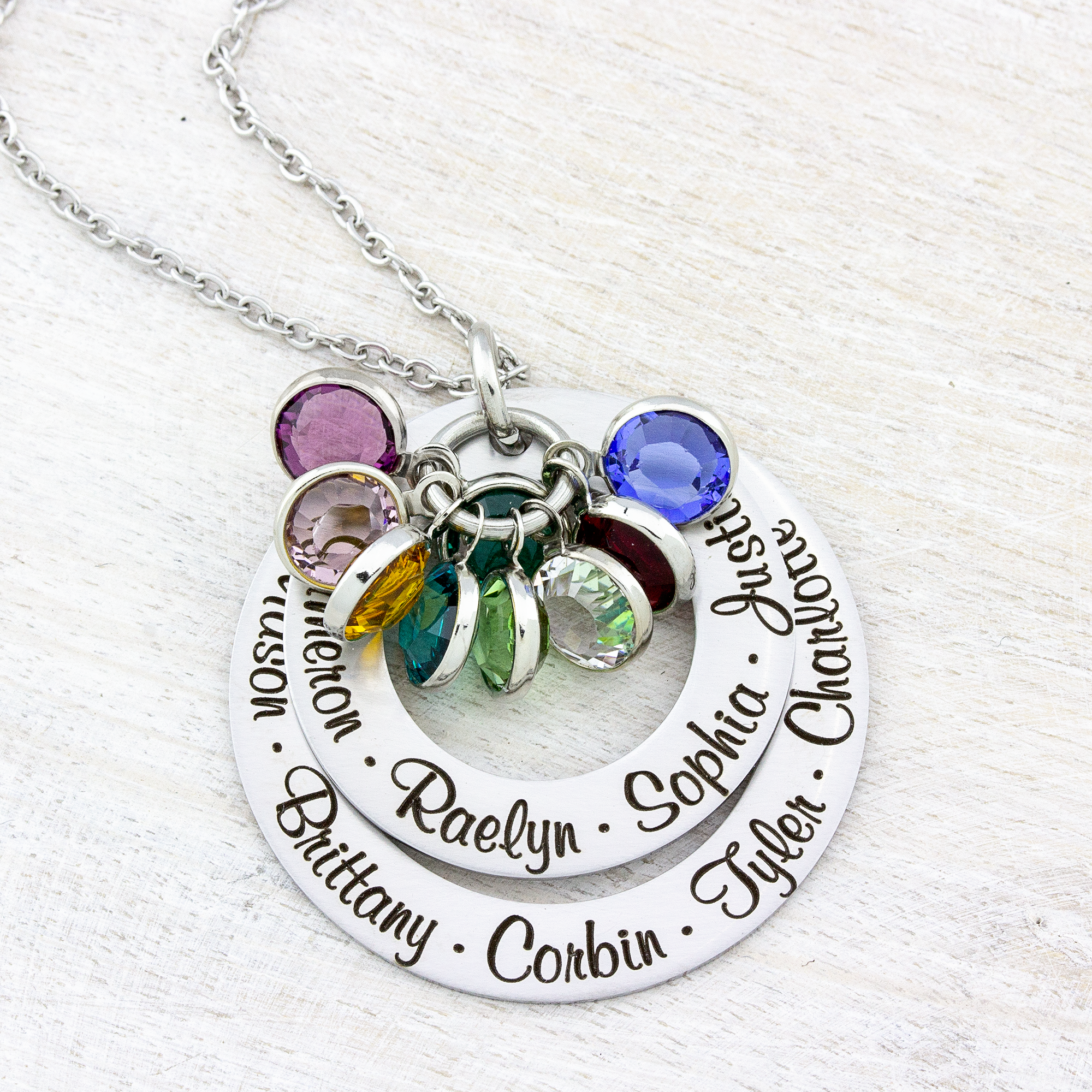 Grandmother Necklace Birthstone Necklace Grandchildren Grandma