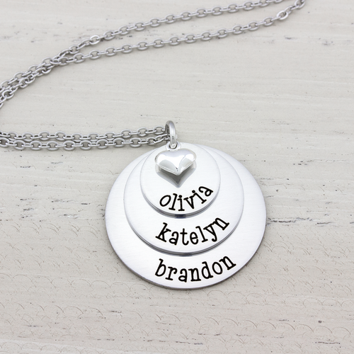 Layered Name Necklace for Mom, 3 Name Necklace