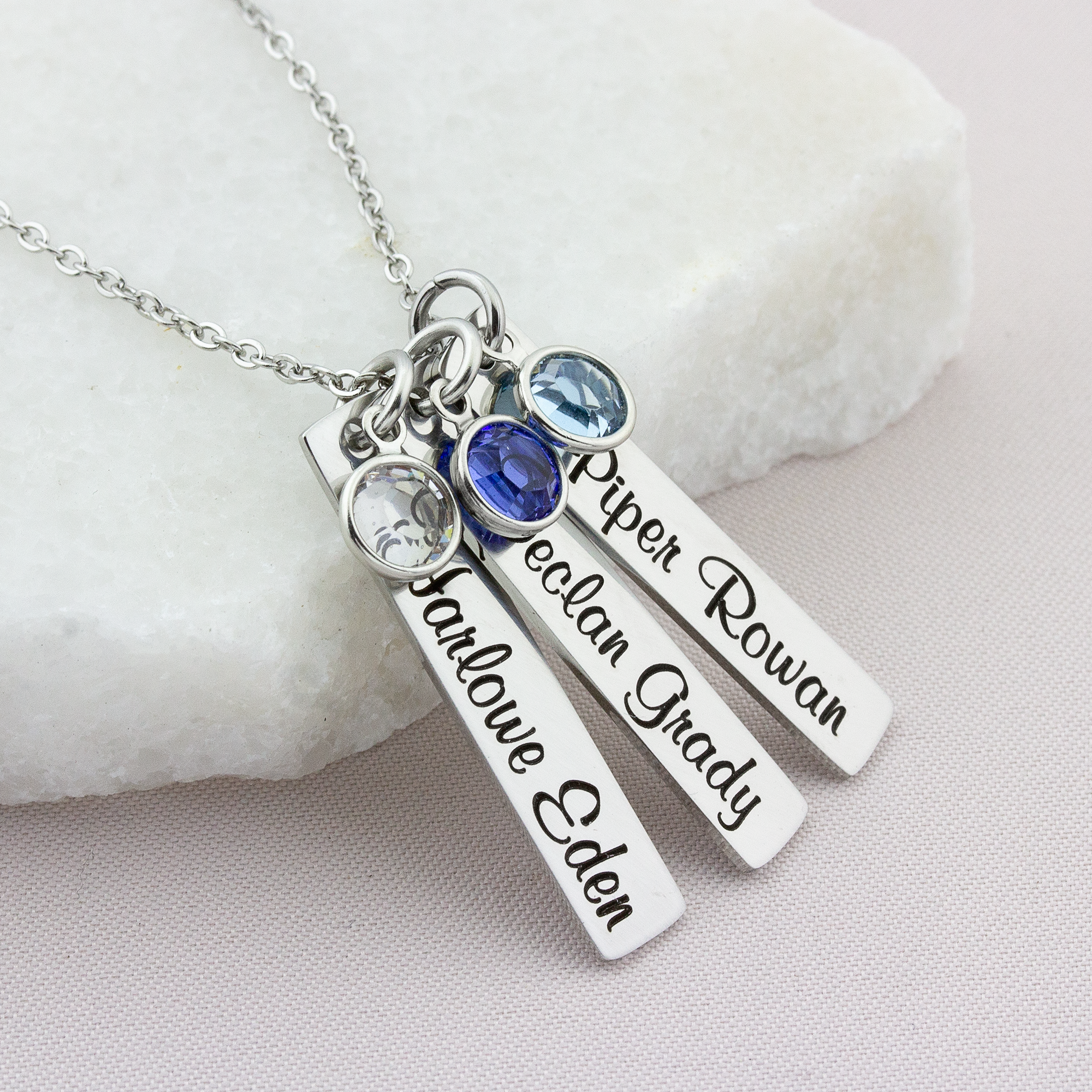 Mothers Day Gift Name Necklace Personalized Birthstone Engrave Name  Necklaces & Pendants Gift for Grandmother - AliExpress