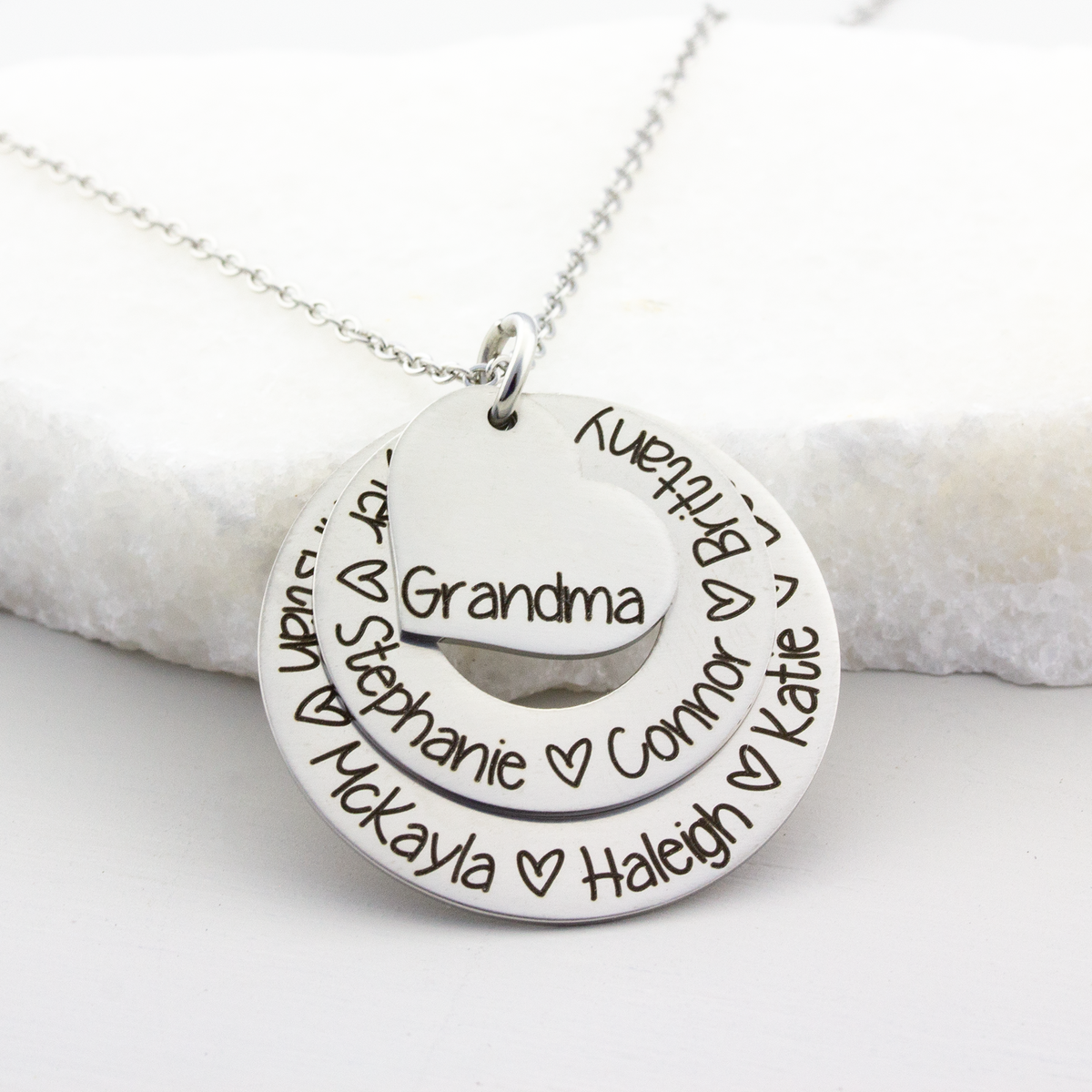 Grandmother Gift Three Layer Washer Necklace