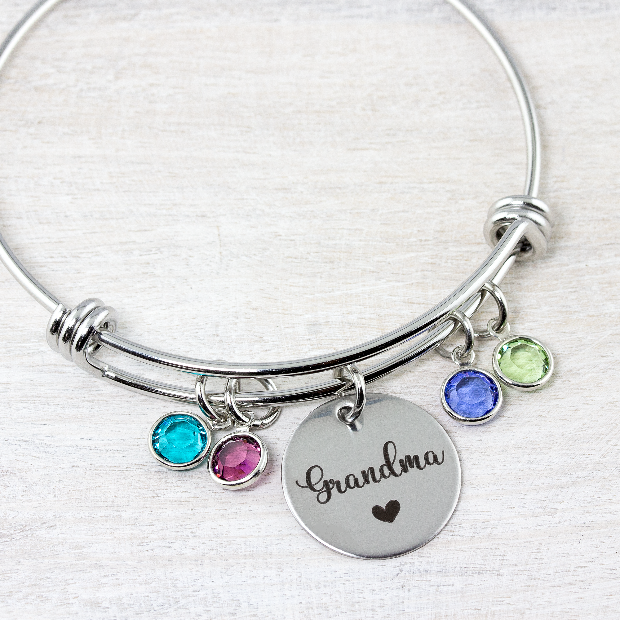 Personalized Bracelet For Grandma With Baby Personalized Charm