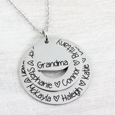 Grandmother Gift Three Layer Washer Necklace