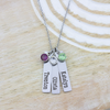 Personalized Name Tag Necklace with Birthstones