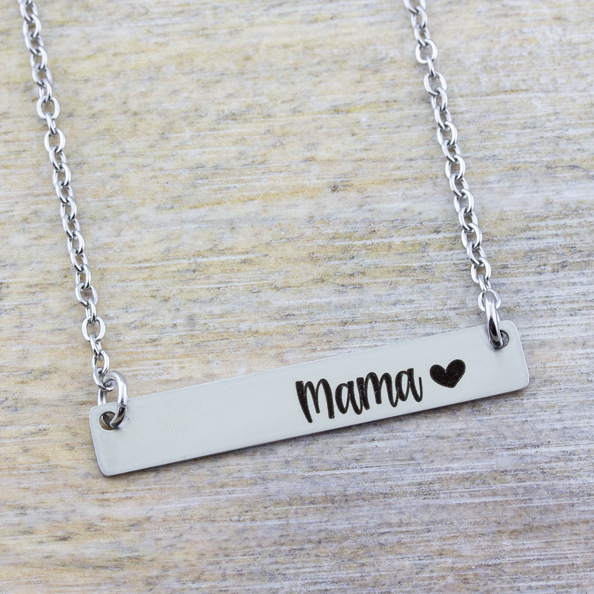 Custom Engraved Mama Bar Necklace
