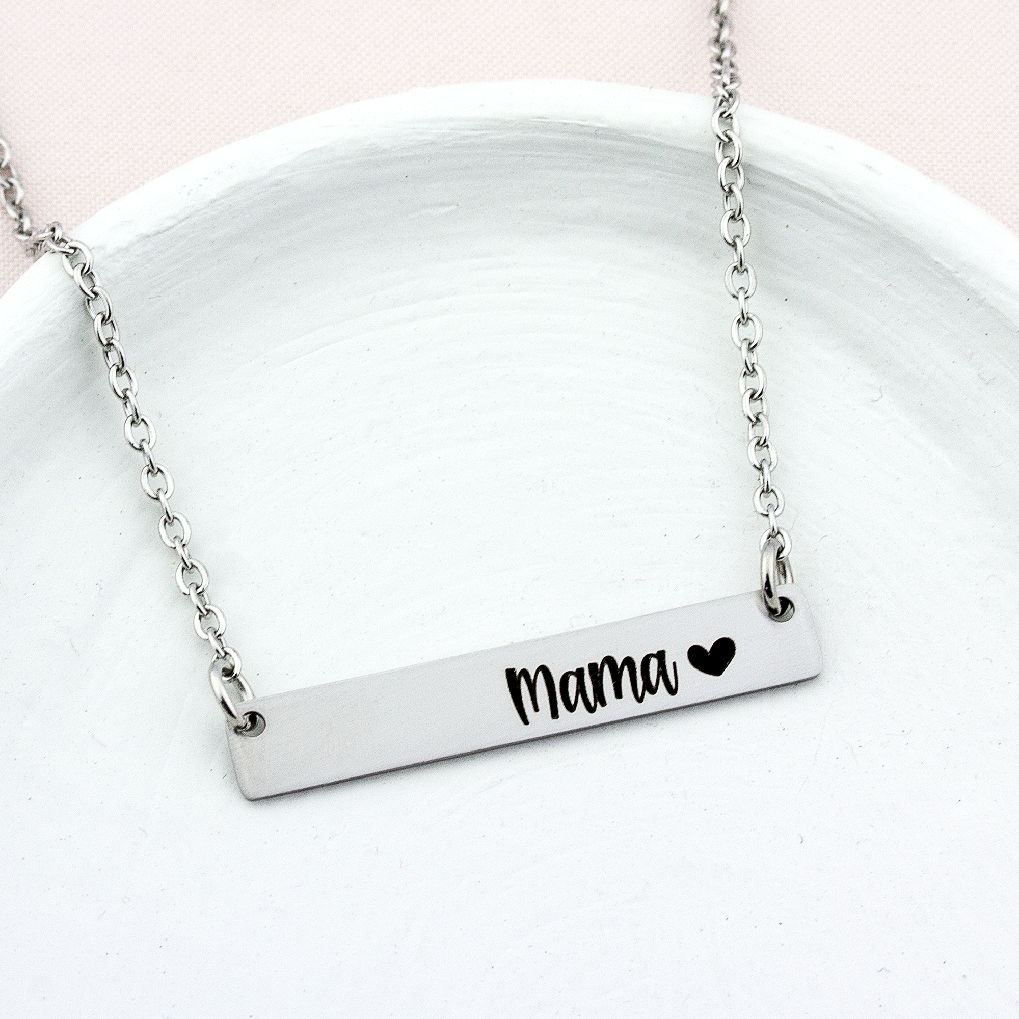Custom Engraved Mama Bar Necklace