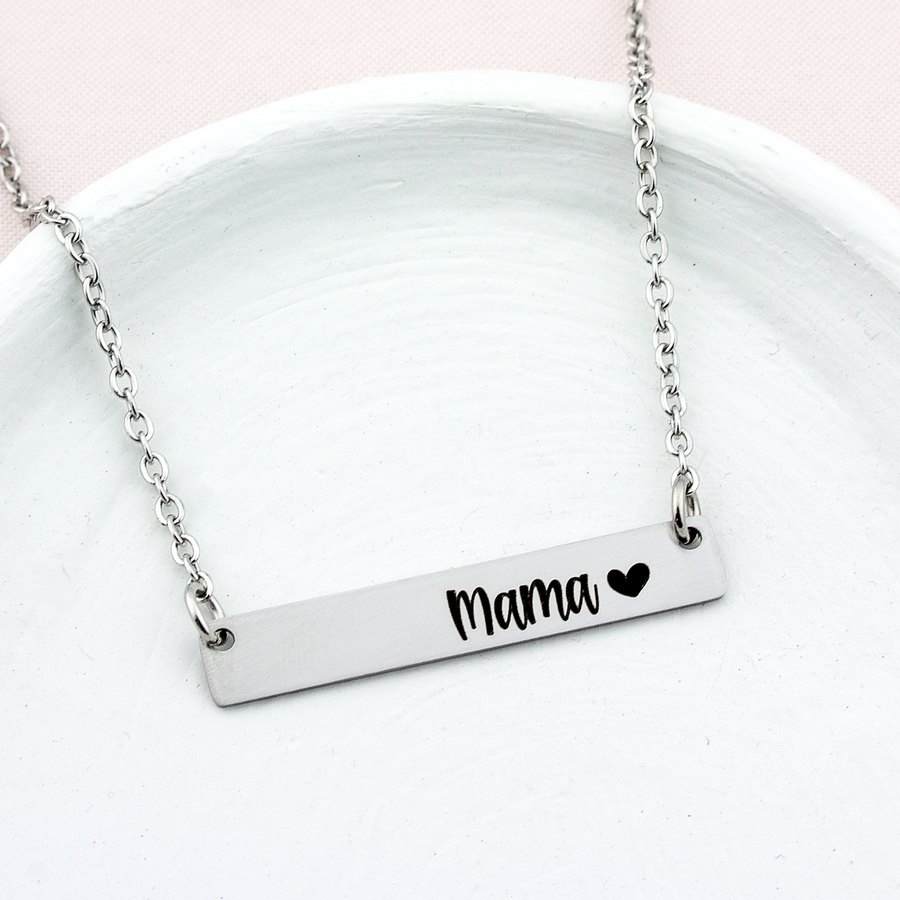 Custom Engraved Mama Bar Necklace