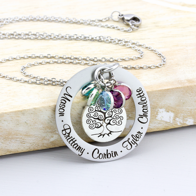 Family Tree Washer Name Necklace