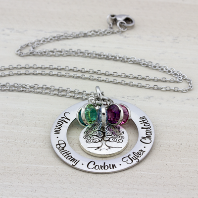 Family Tree Washer Name Necklace