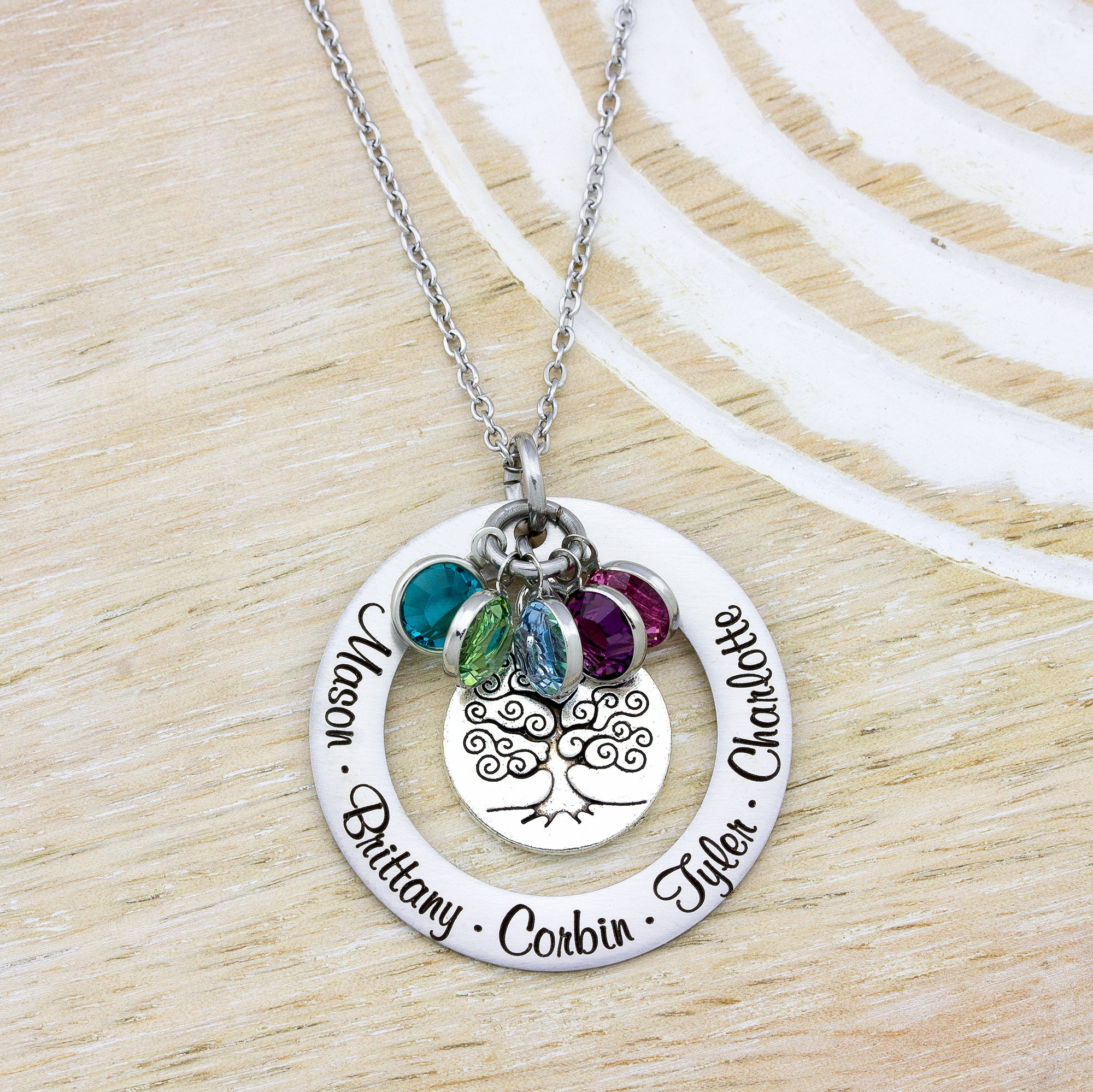 Family Tree Washer Name Necklace