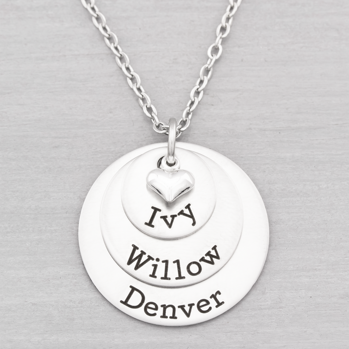 Three Layered Disc Name Necklace