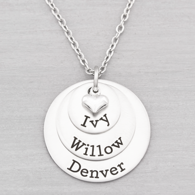 Layered Name Necklace for Mom, 3 Name Necklace