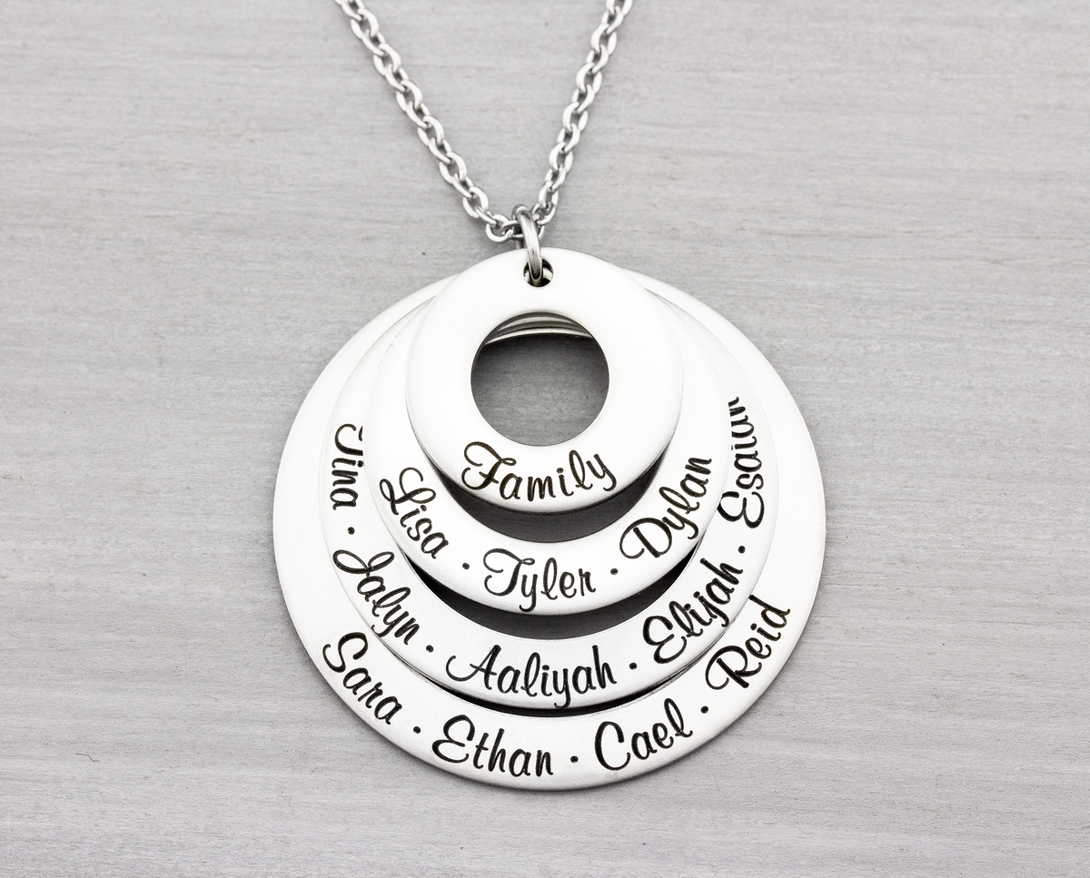 Four Layer Family Name Necklace - Heartfelt Tokens