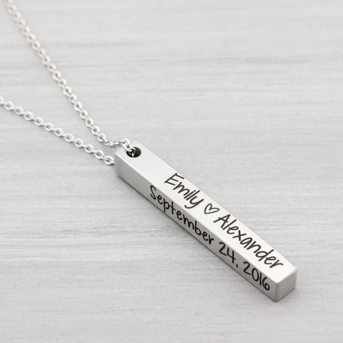 Personalized 4 Sided Vertical Bar Necklace
