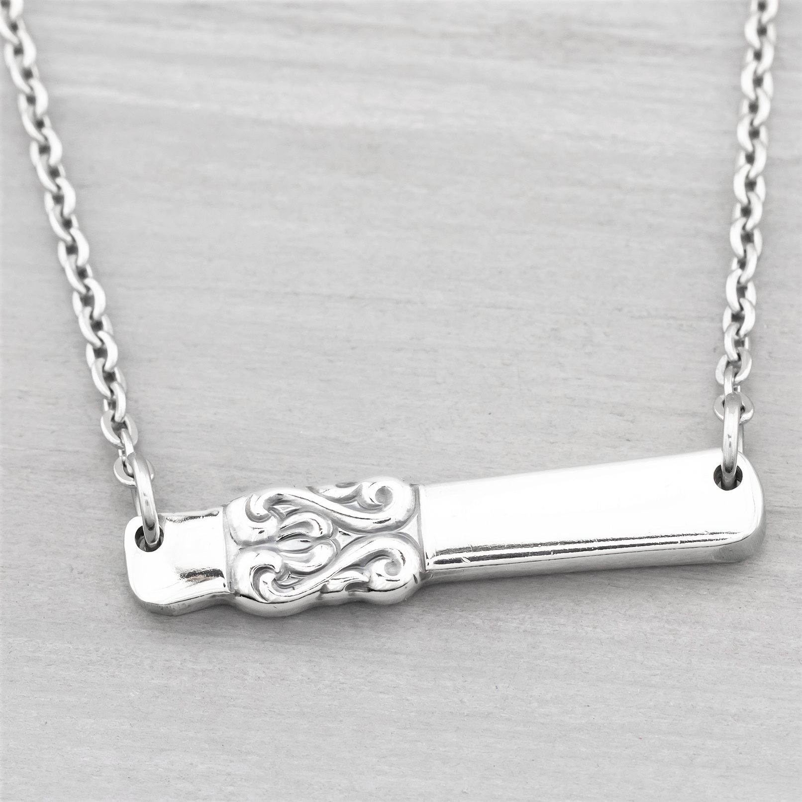 King Fredrick Silverware Bar Pendant Necklace