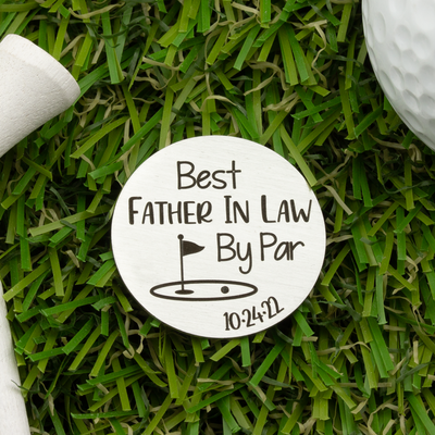 Best Father In Law By Par Engraved Golf Ball Marker