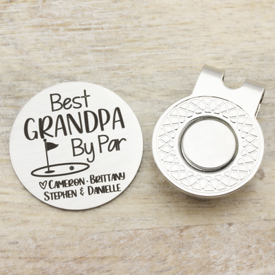 Grandpa Gift Personalized Best Grandpa By Par Golf Ball Marker with Hat Clip