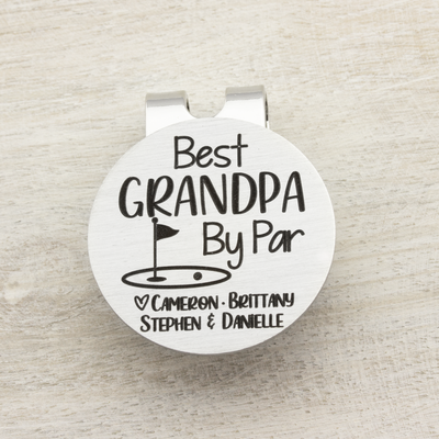 Grandpa Gift Personalized Best Grandpa By Par Golf Ball Marker with Hat Clip