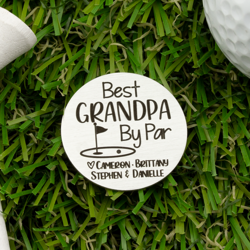 Grandpa Gift Personalized Best Grandpa By Par Golf Ball Marker with Hat Clip