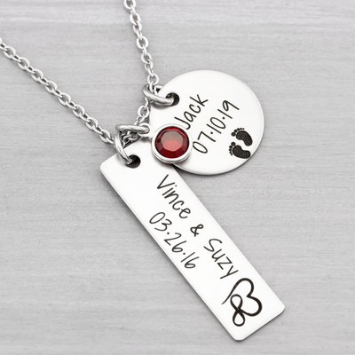 Personalized Mothers Jewelry Couple and Kids Necklace