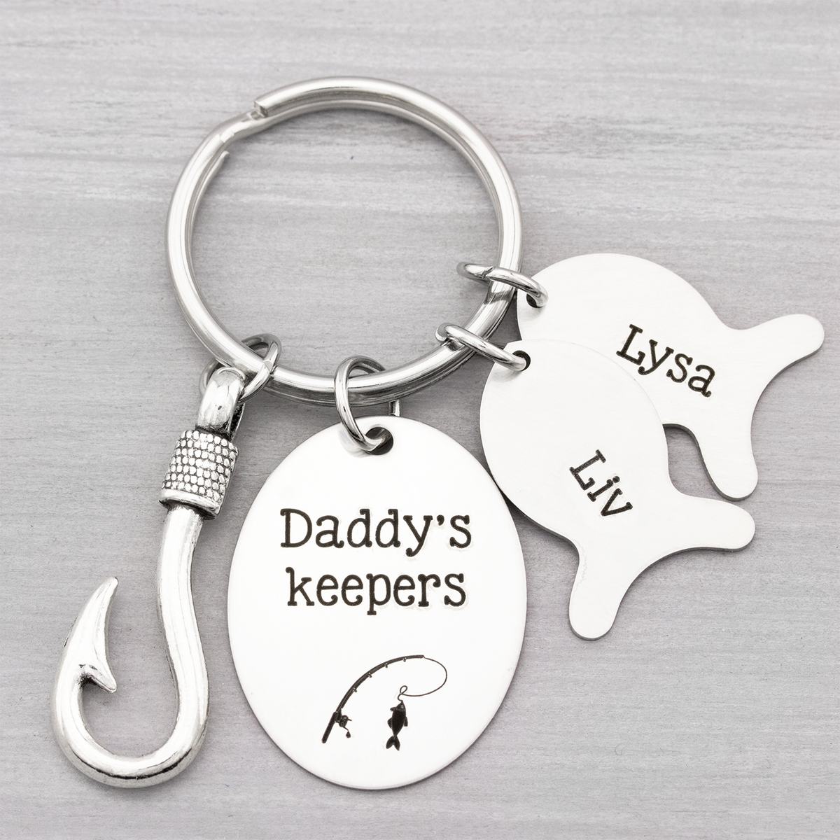 Daddy's Keepers Fishing Hook Keychain