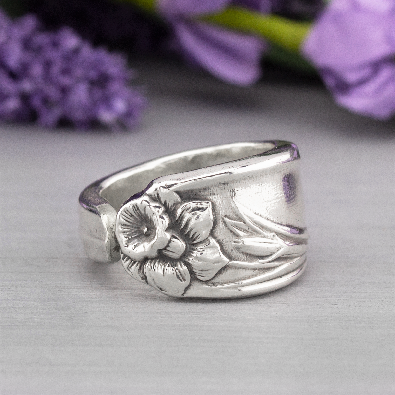 Daffodil 1950 Spoon Ring Silverware Jewelry