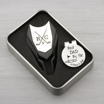 Custom Engraved Divot Tool and Golf Ball Marker Gift Set