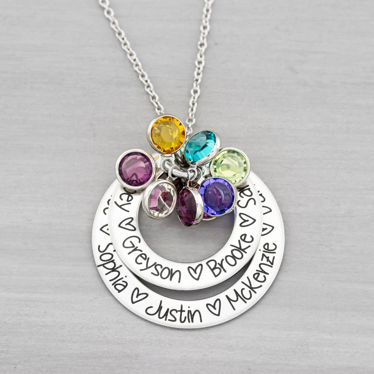 Double Layer Birthstone Name Necklace for Mom or Grandmother - Heartfelt Tokens