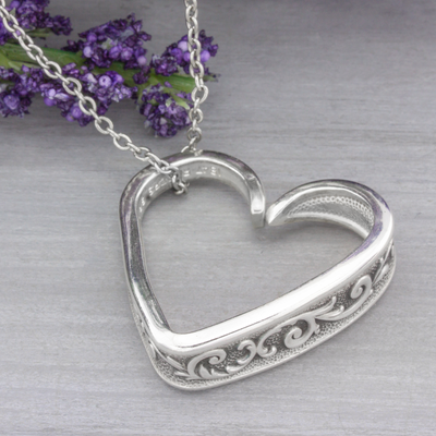 Esperanto 1967 Vintage Spoon Jewelry Silverware Heart Necklace