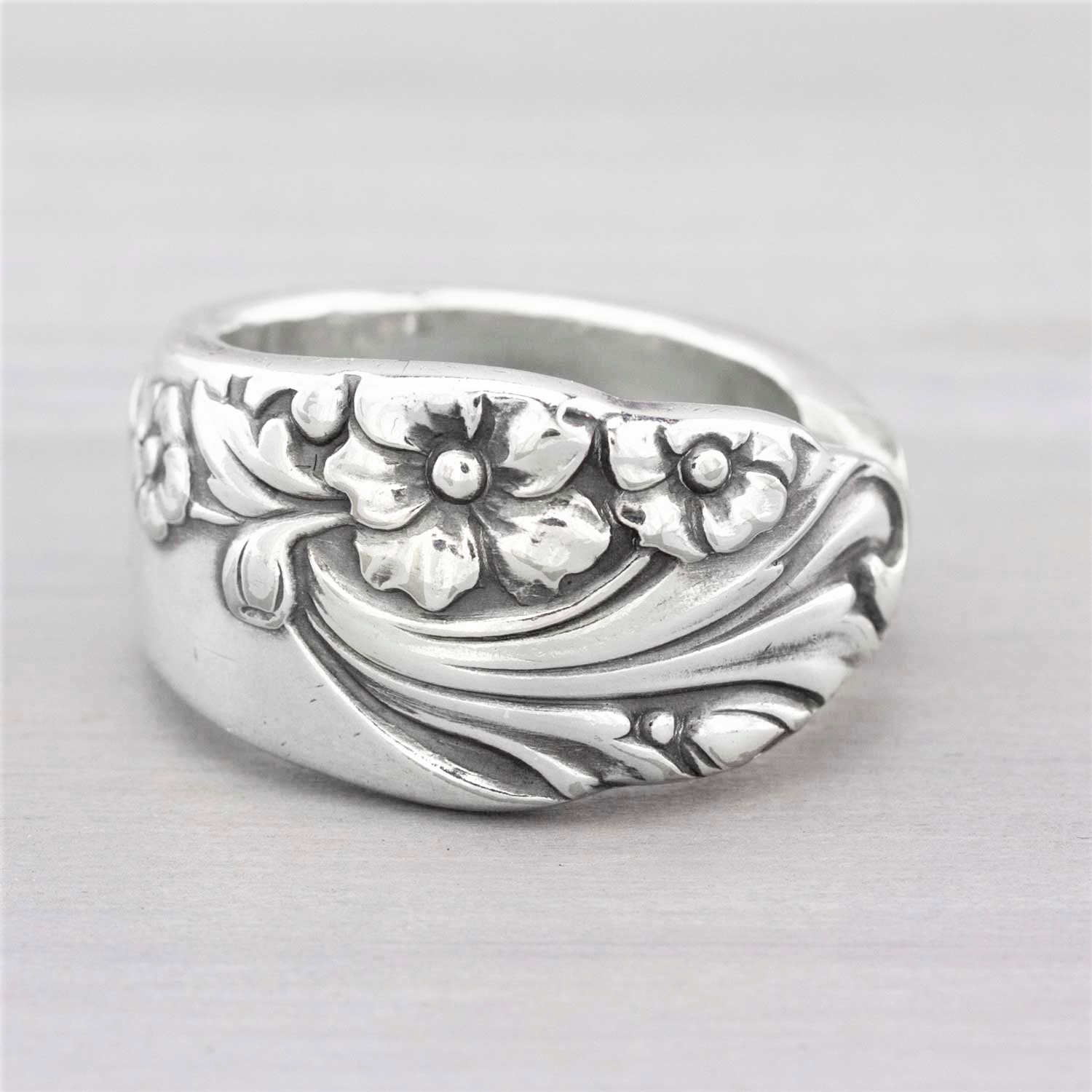 1950 Evening Star Vintage Spoon Ring Antique Silverware Jewelry