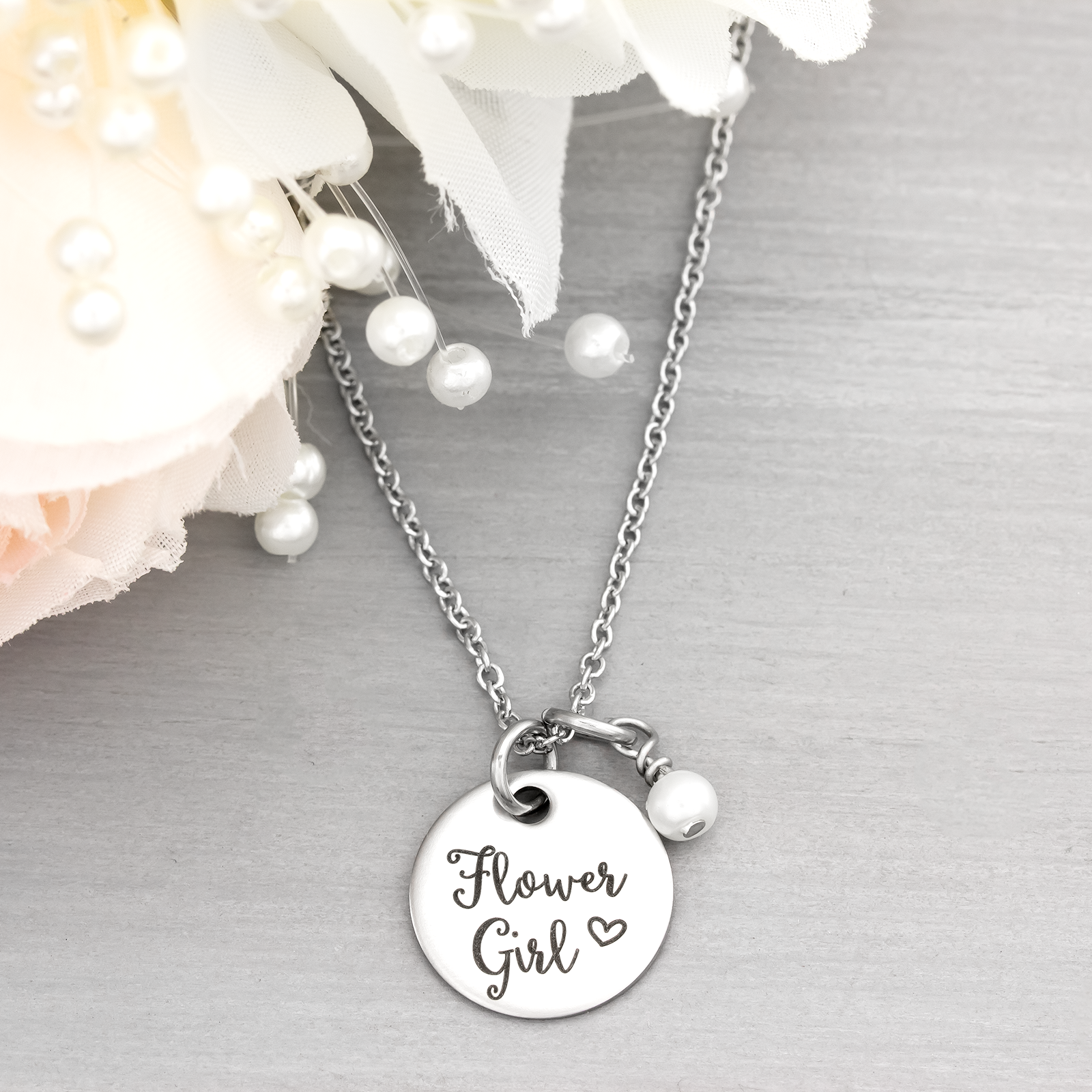 Personalised flower girl necklace hotsell