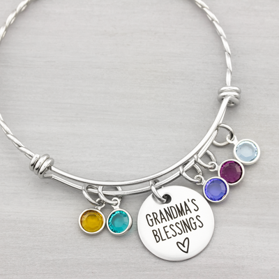 Grandmas Blessings Birthstone Bangle Bracelet