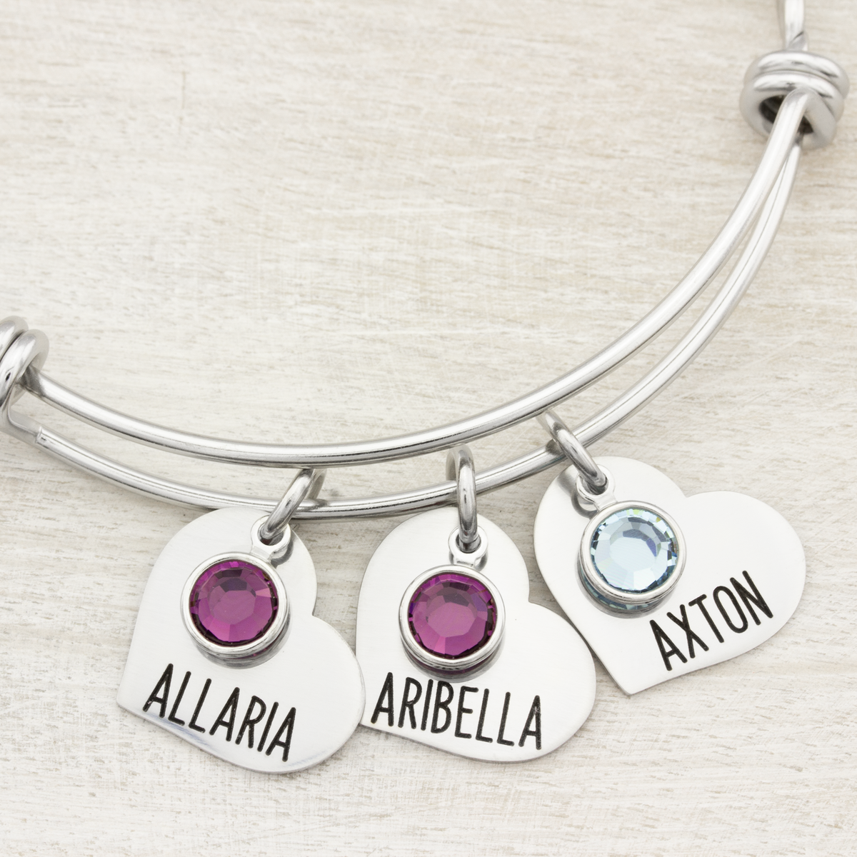 Personalized Heart Charm Bracelet with Kids Names