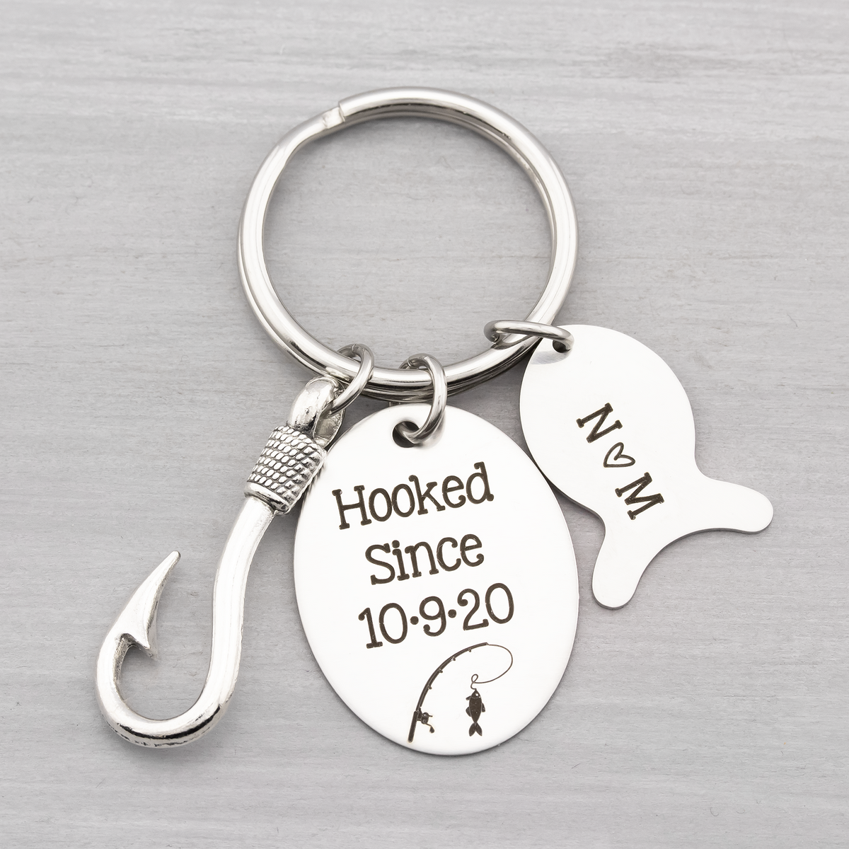 Hooked On You Keychain | Couple's Keychain | Country Couple | Fishing  Keychain | Fishing Couple keychain | Fish Hook Keychain