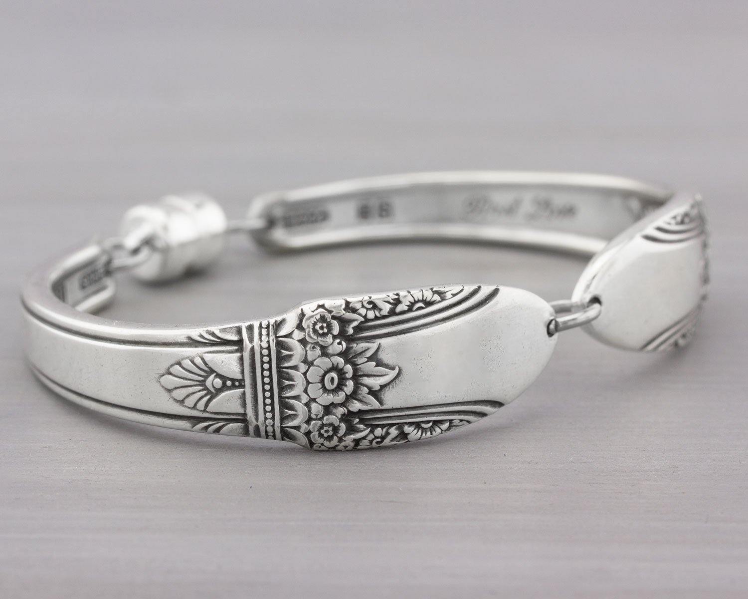 Silverware Bracelet - Spoon Jewelry - First Love Silverware Bracelet - First Love 1937 - Christmas  Gift for Her