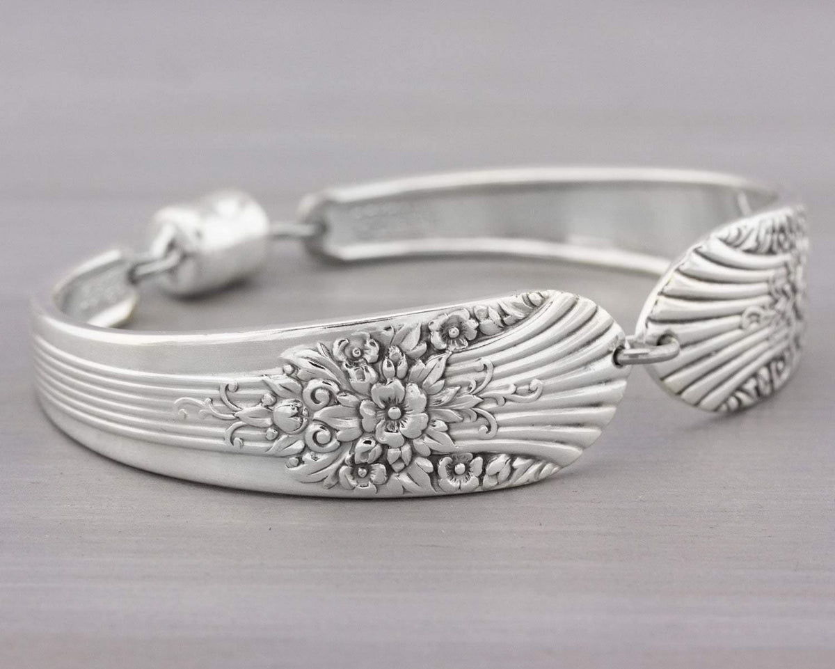 Spoon Jewelry - Silverware Bracelet - Silver Mist/Marigold 1935 Antique Silverware Jewelry - Christmas Gift for Her - Mothers Jewelry