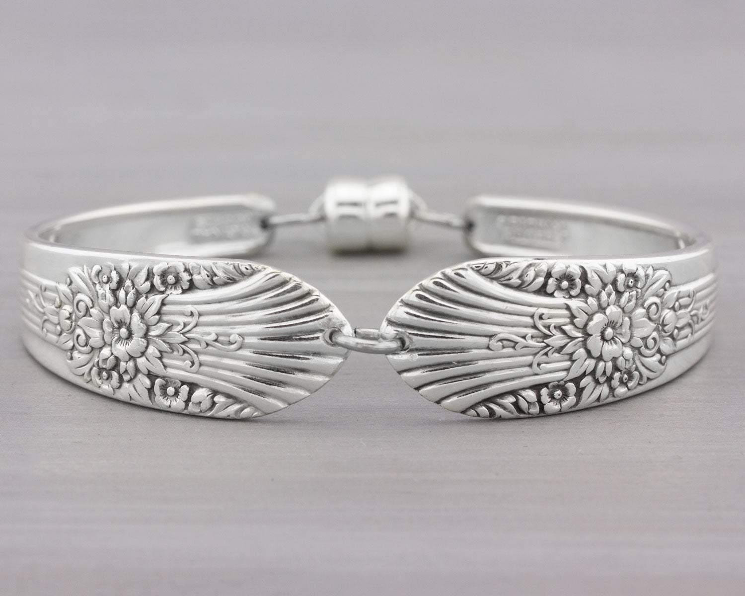 Spoon Jewelry - Silverware Bracelet - Silver Mist/Marigold 1935 Antique Silverware Jewelry - Christmas Gift for Her - Mothers Jewelry