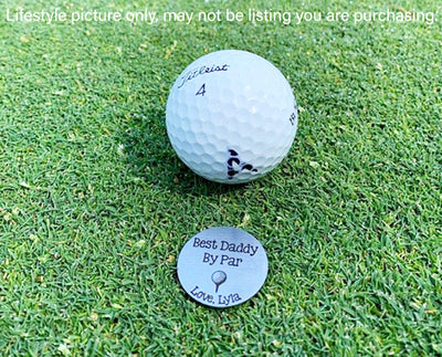 Personalized Dad Golf Gift Idea - Golf Ball Marker Best Dad By Par - Custom Golf Gifts for Men - Grandpa Golf Gifts - Fathers Day Gift