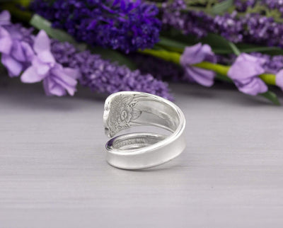 Spoon Ring April 1950 - Silverware Spoon Jewelry - Sunflower Ring - Antique Silverware Jewelry