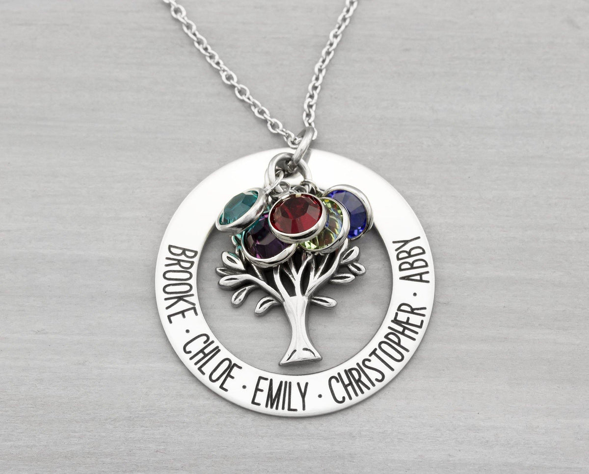 Personalized Family Tree Name Necklace - Birthstone Necklace Grandma Gift - Family Necklace Personalized Gift for Mom - Christmas Gifts