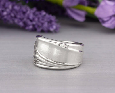 Daffodil 1950 Spoon Ring - Silverware Jewelry - Antique Silverware Jewelry Gift for Her - Wrap Ring or Straight Ring