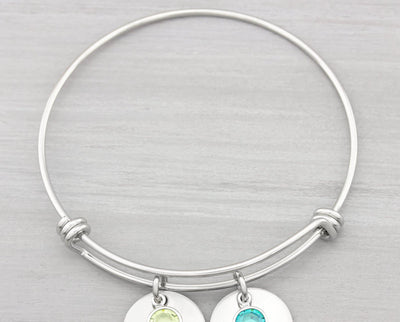 Grandmas Blessings Birthstone Bangle Bracelet - Personalized Jewelry for Grandma - Personalized Gifts for Mom - Birthstone Charm Bracelet