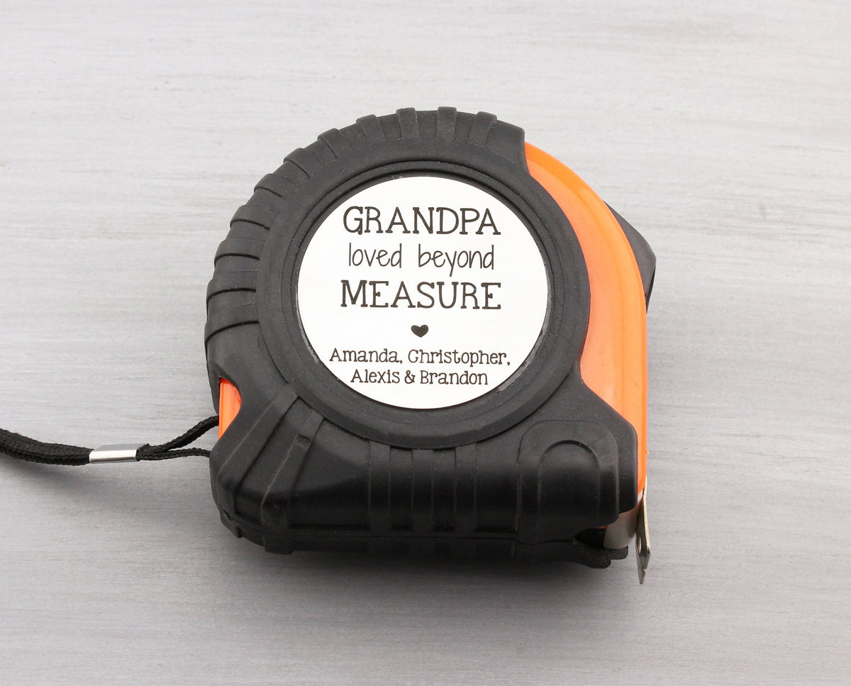 Tape Measure Personalized Gift for Dad or Grandpa - No One Measures Up To You Custom Gifts for Men - Stocking Stuffer Christmas Gift for Him
