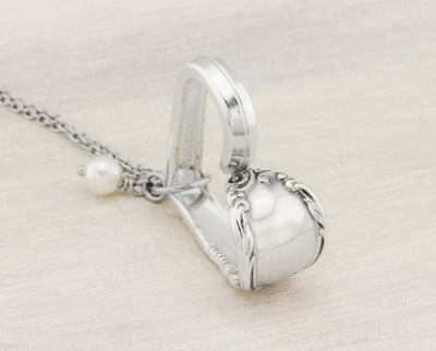 Antique Silverware Heart Necklace - Vintage Spoon Jewelry - Silverware Heart Pendant Gift for Women - Grandmother Silverware Keepsakes