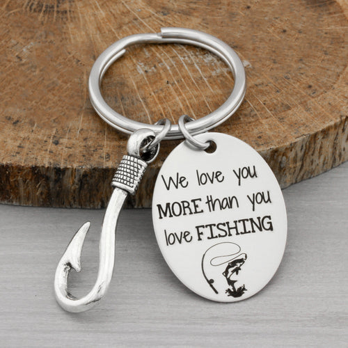 Personalized Fishing Gifts for Men - Fishing Keychain with names Gift for Dad Grandpa - Custom Fish Key Chain Fathers Day Gift for Fisherman