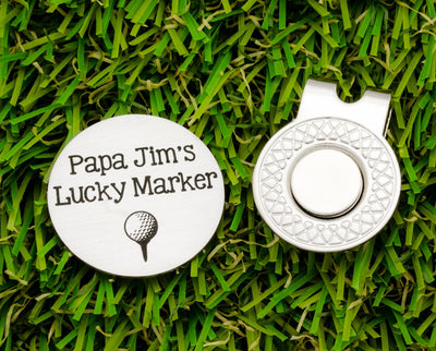 Personalized Golf Gifts for Men - Papa's Lucky Marker - Custom Golf Ball Marker Fathers Day Gift for Grandpa - Engraved Golfer Gift for Him