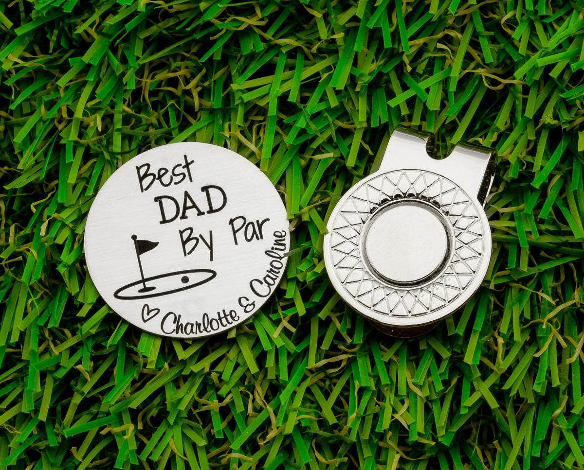 Personalized Dad Golf Gift Idea - Golf Ball Marker Best Dad By Par - Custom Golf Gifts for Men - Grandpa Golf Gifts - Fathers Day Gift