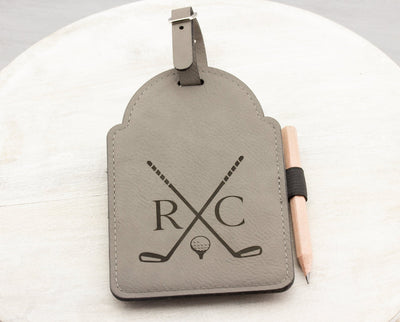 Golf Gifts for Men - Personalized Golf Bag Tag Tee Holder with Pencil - Dad Husband Birthday Gift for Him Custom Engraved Golf Accessories