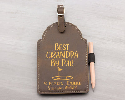 Grandpa Golf Gift from Grandkids - Personalized Golf Bag Tag Tee Holder - Custom Engraved Golfer Gift Accessories Birthday Gifts for Men