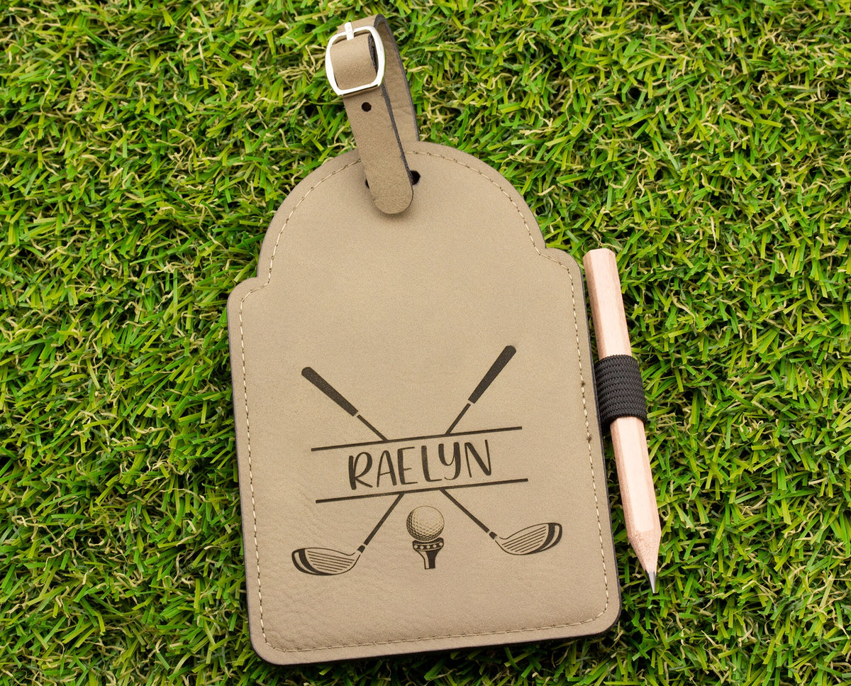 Personalized Golf Bag Name Tag Tee Holder with Pencil - Golfer Gifts for Men Women Custom Engraved -Fathers Day Anniversary Birthday Gift