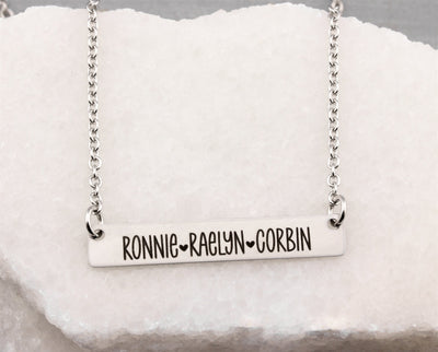 Bar Necklace Personalized Three Name Necklace Mother Necklace with Kids Names Mom Gift Custom Engraved Mothers Day Gifts Mama Necklace